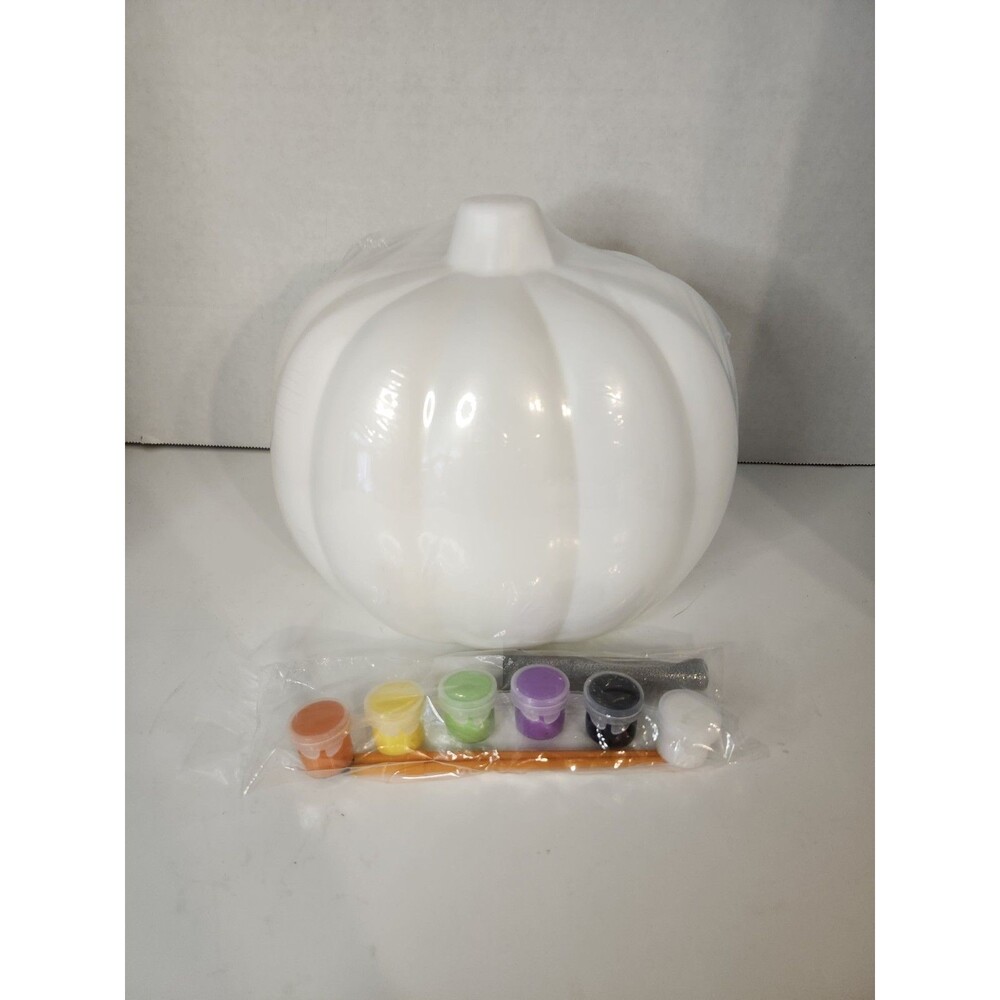 8" Plastic Pumpkin With Paint And Brushes